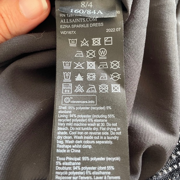 ALLSAINTS Ezra One-Shoulder Dress | Black | Size US 4 - Picture 16 of 16